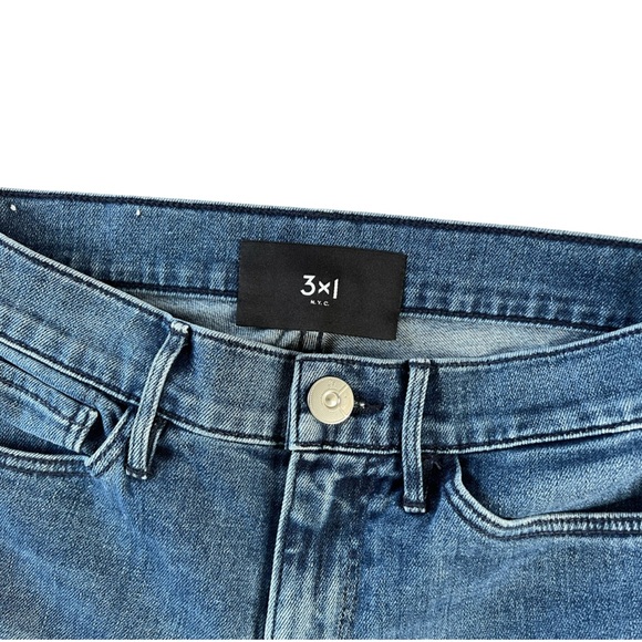 3x1 NYC Mid Rise Straight Leg Cropped Jeans Blue Wash Stretch - Size 25 - Picture 4 of 16